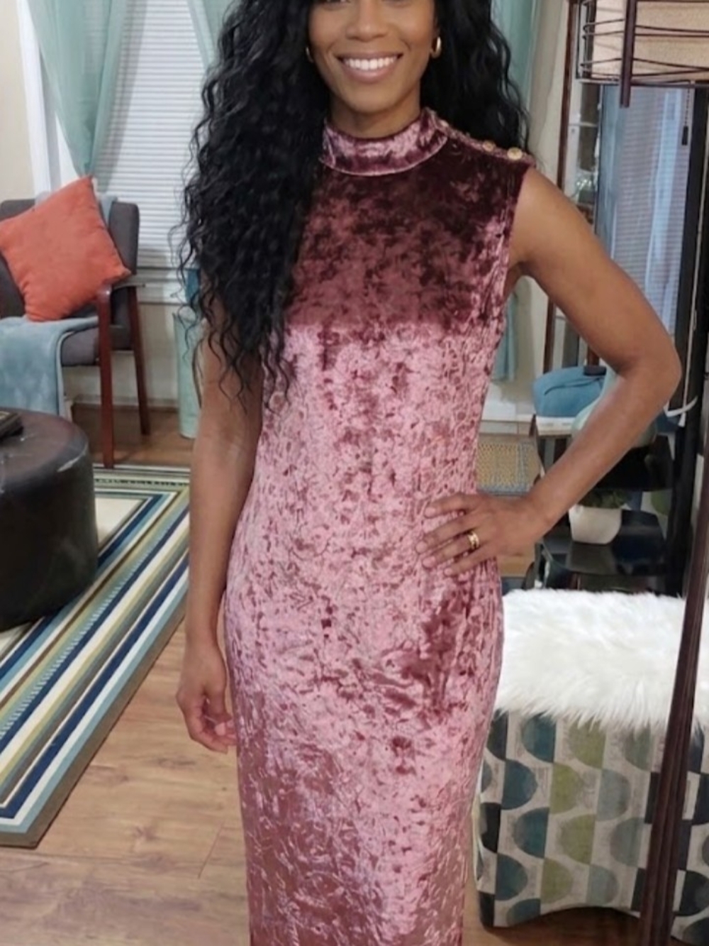 MICHAEL Michael Kors Pink Velvet Sleeveless Maxi Dress